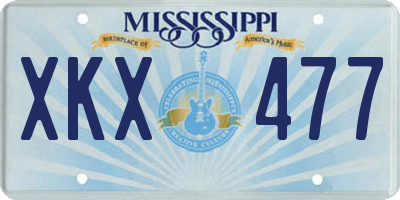 MS license plate XKX477