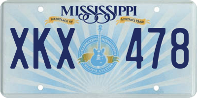 MS license plate XKX478