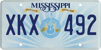 MS license plate XKX492
