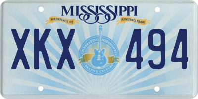 MS license plate XKX494