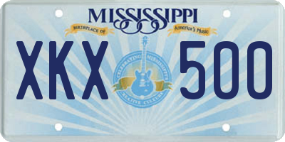 MS license plate XKX500