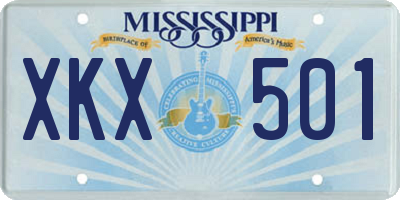 MS license plate XKX501