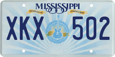MS license plate XKX502