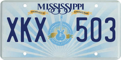 MS license plate XKX503