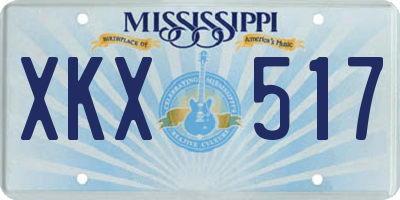 MS license plate XKX517