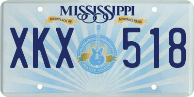 MS license plate XKX518