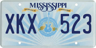 MS license plate XKX523