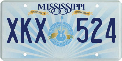 MS license plate XKX524
