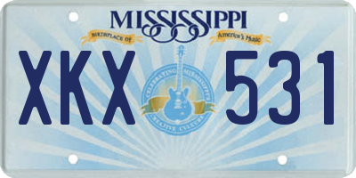 MS license plate XKX531