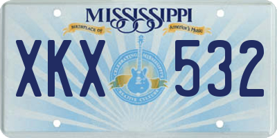 MS license plate XKX532