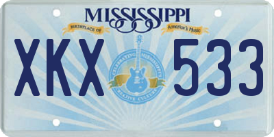 MS license plate XKX533