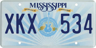 MS license plate XKX534