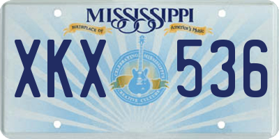 MS license plate XKX536