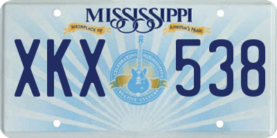 MS license plate XKX538