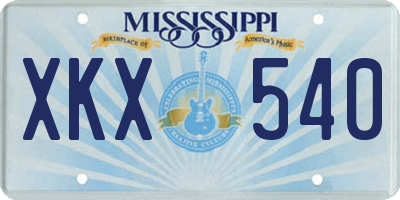 MS license plate XKX540