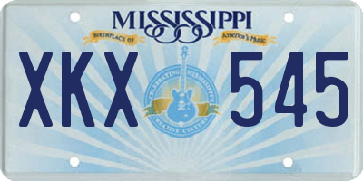 MS license plate XKX545