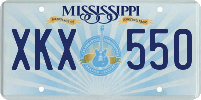 MS license plate XKX550