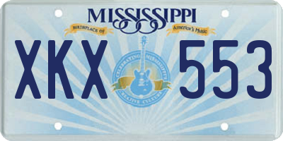 MS license plate XKX553