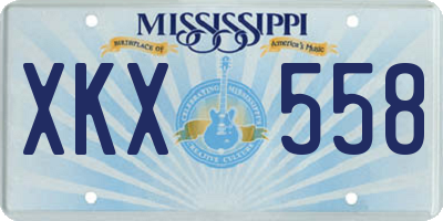 MS license plate XKX558
