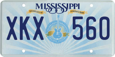 MS license plate XKX560