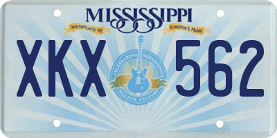 MS license plate XKX562