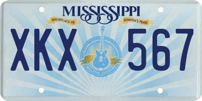 MS license plate XKX567