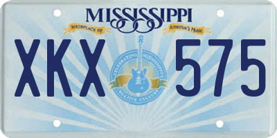 MS license plate XKX575