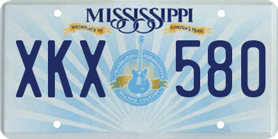MS license plate XKX580