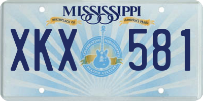 MS license plate XKX581