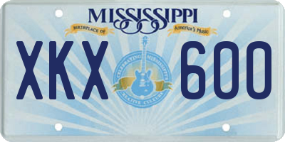 MS license plate XKX600