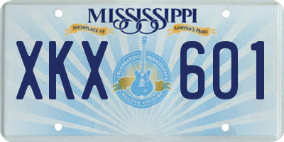 MS license plate XKX601