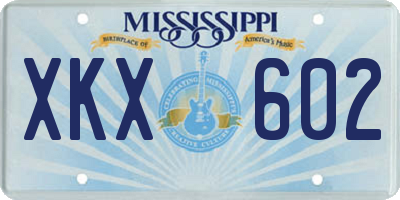 MS license plate XKX602