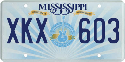 MS license plate XKX603