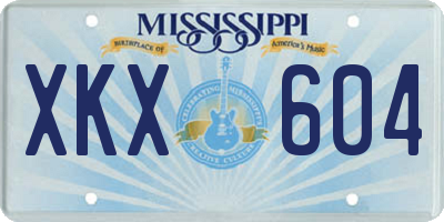 MS license plate XKX604