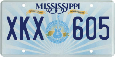 MS license plate XKX605