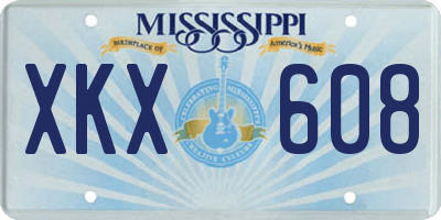 MS license plate XKX608