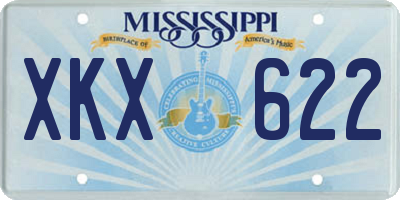 MS license plate XKX622