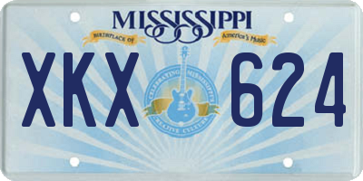 MS license plate XKX624