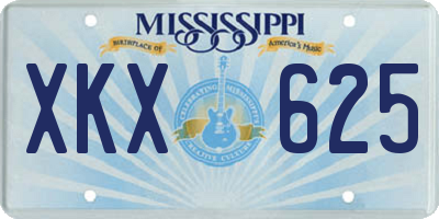 MS license plate XKX625