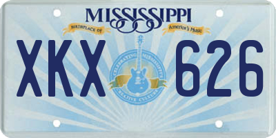 MS license plate XKX626