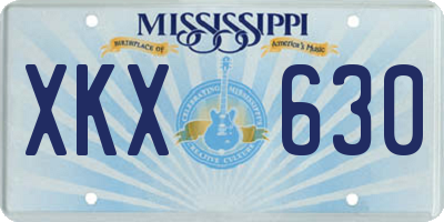 MS license plate XKX630