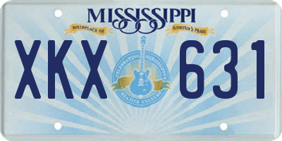 MS license plate XKX631