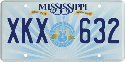 MS license plate XKX632