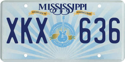 MS license plate XKX636