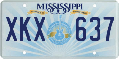 MS license plate XKX637