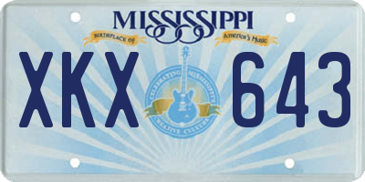 MS license plate XKX643