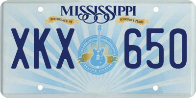 MS license plate XKX650