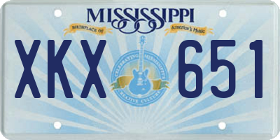 MS license plate XKX651