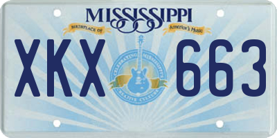 MS license plate XKX663