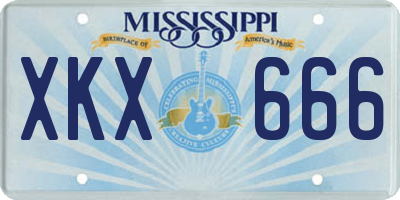 MS license plate XKX666